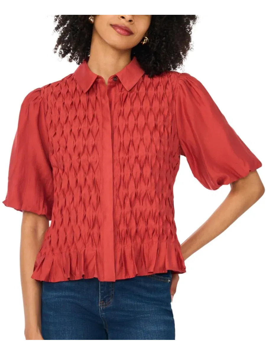 Блуза с коротким рукавом-фонарик, с защипами Vince Camuto, Fireside — изображение 6 из 6