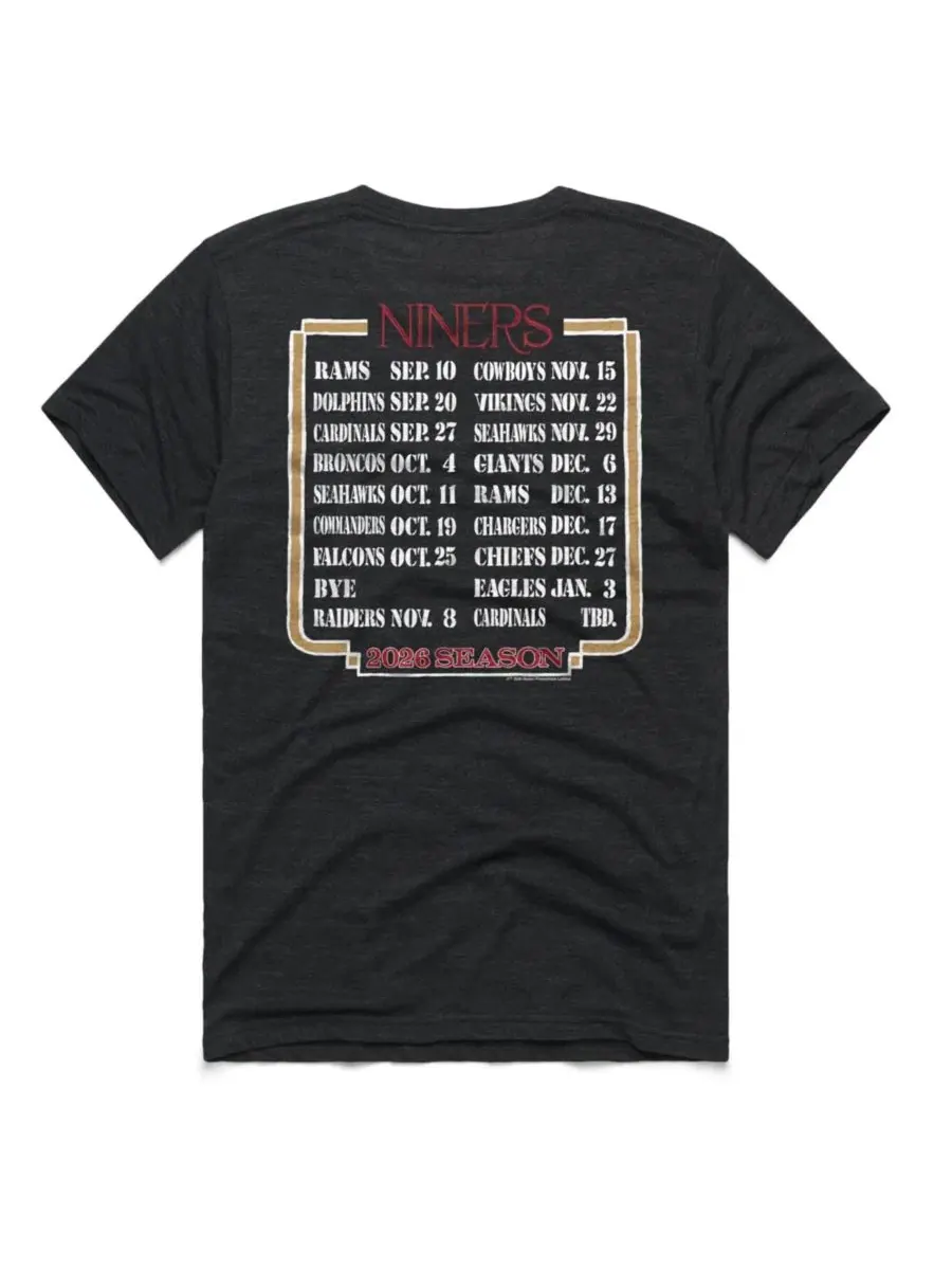 Футболка-трибленд с принтом 2026 San Francisco 49ers Schedule Queen Homage — изображение 2 из 3, темно-серый