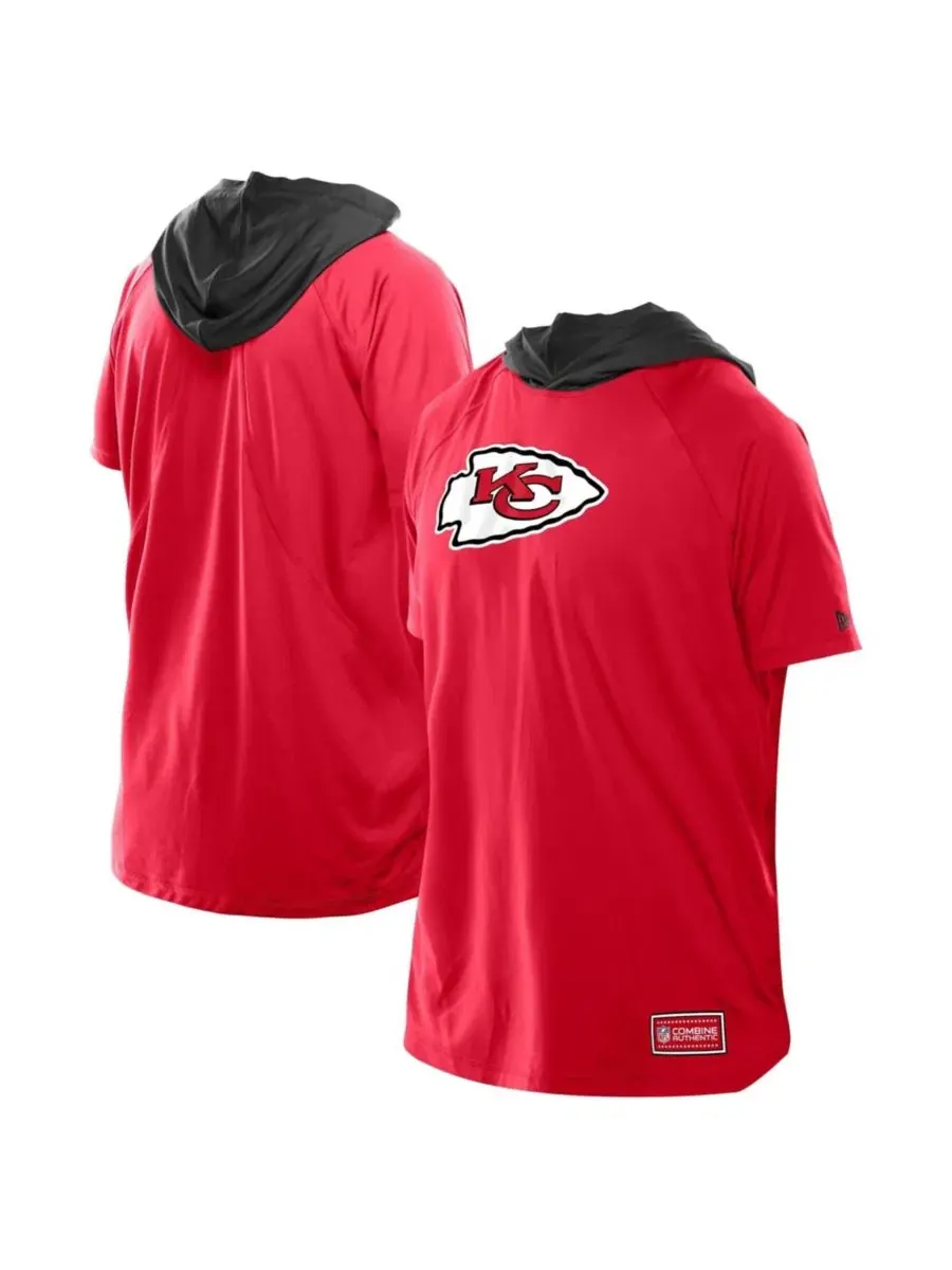 Футболка с капюшоном и рукавом реглан, с принтом, Kansas City Chiefs Combine Authentic New Era