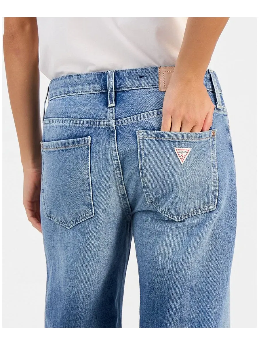 Джинсы прямого кроя с потертостями Mid Rise Slouchy-Fit Straight-Leg GUESS, WILD BREATHE — изображение 5 из 6
