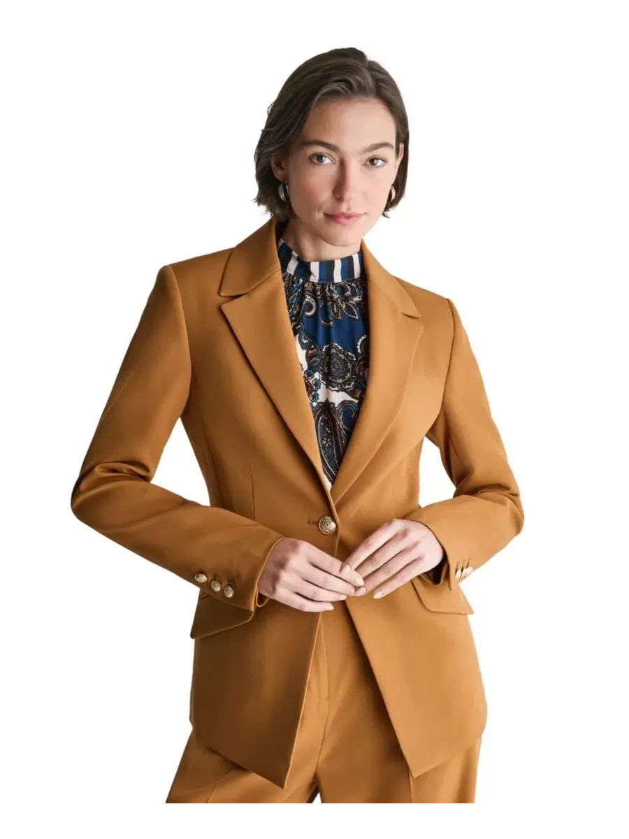 Женский блейзер с подплечниками, однобортный, с лацканами BCBG, Sienna Thread — изображение 3 из 7