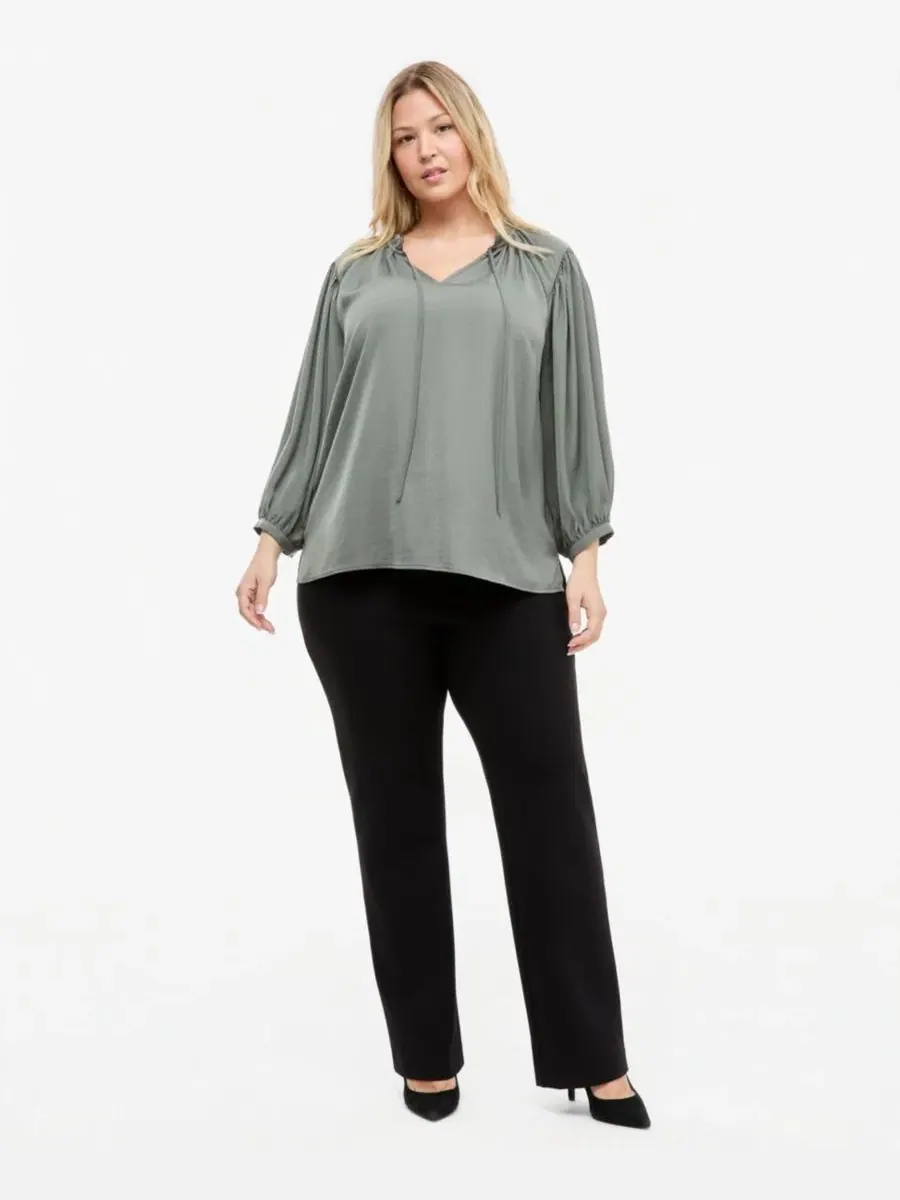 Блуза с длинным рукавом реглан с завязками Vince Camuto, Emerald Leaf — изображение 4 из 8