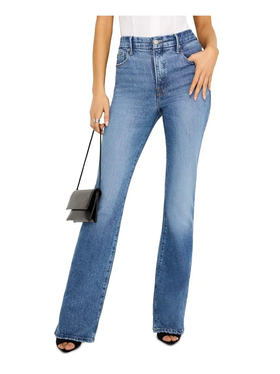 Джинсы с высокой посадкой и клешем от колена, модель Petite High-Rise Bootcut Jeans Good American
