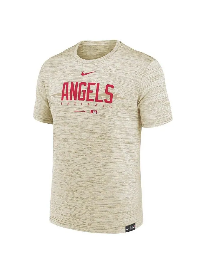 Мужская кремовая футболка Los Angeles Angels City Connect Velocity Practice Performance Nike — изображение 2 из 3, бежевый