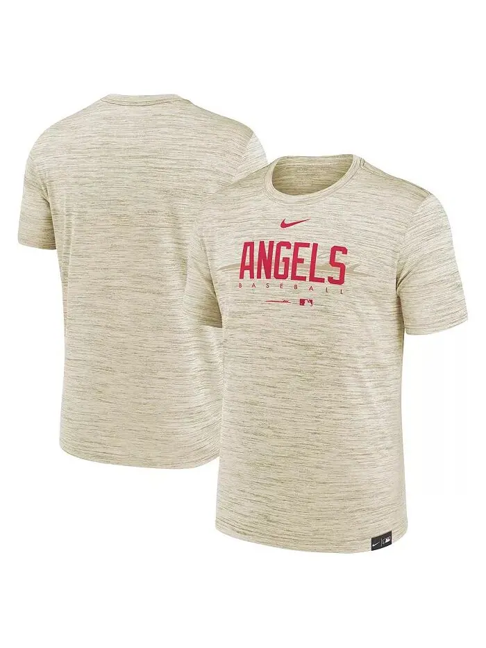 Мужская кремовая футболка Los Angeles Angels City Connect Velocity Practice Performance Nike