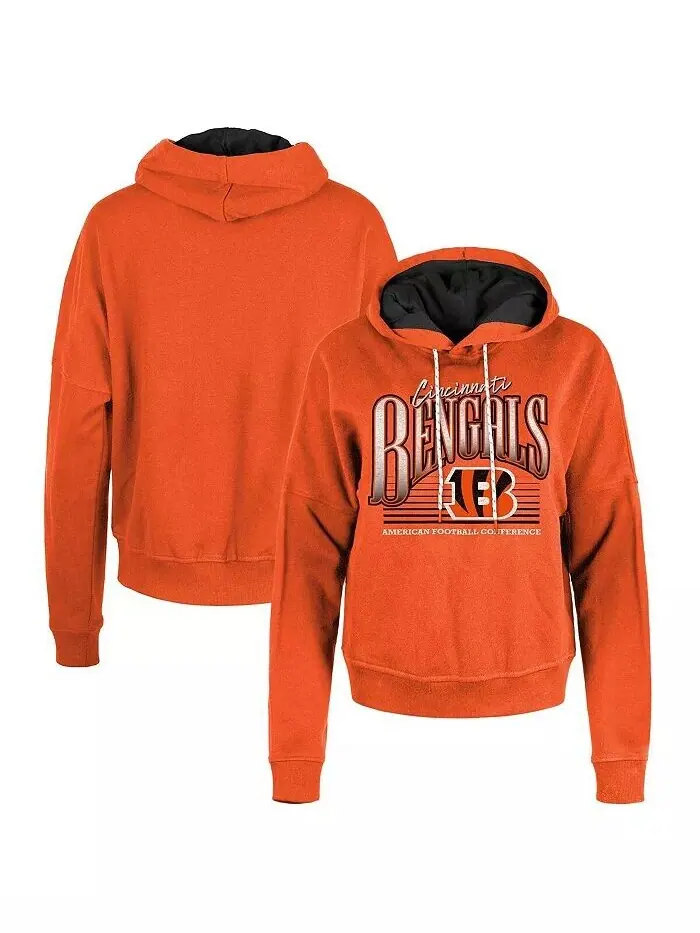 Женская оранжевая толстовка с капюшоном Cincinnati Bengals с капюшоном New Era
