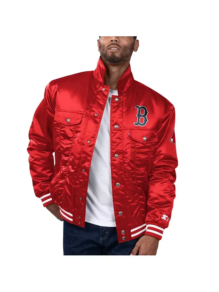 Мужская куртка-бомбер с полной застежкой на молнию Boston Red Sox Silver Tab Satin Levi's