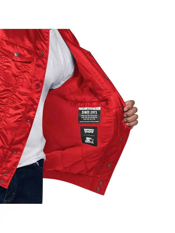 Мужская куртка-бомбер с полной застежкой на молнию Boston Red Sox Silver Tab Satin Levi's — изображение 3 из 3