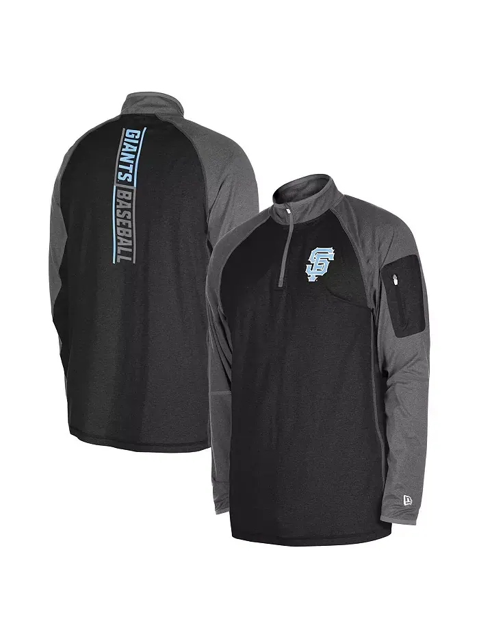 Толстовка Men's Black San Francisco Giants Father's Day Raglan Quarter-Zip Top New Era
