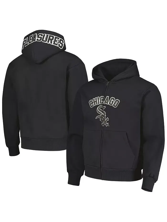 Мужская черная толстовка Chicago White Sox Opening Day с молнией по всей длине PLEASURES