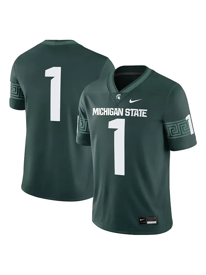 Мужская игровая футболка Michigan State Spartans №1 зеленого цвета Nike
