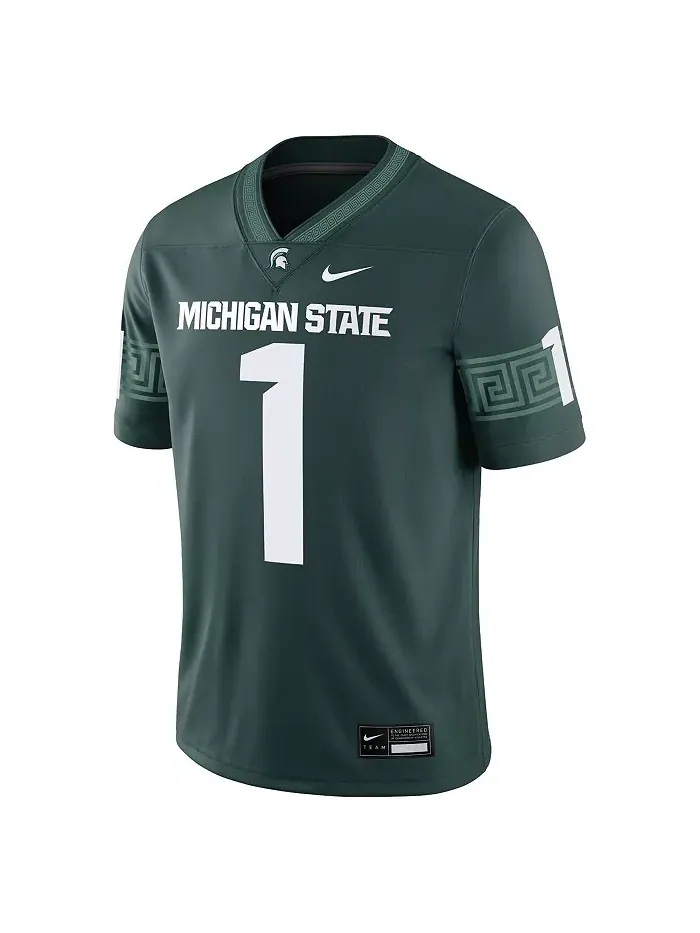 Мужская игровая футболка Michigan State Spartans №1 зеленого цвета Nike — изображение 2 из 3
