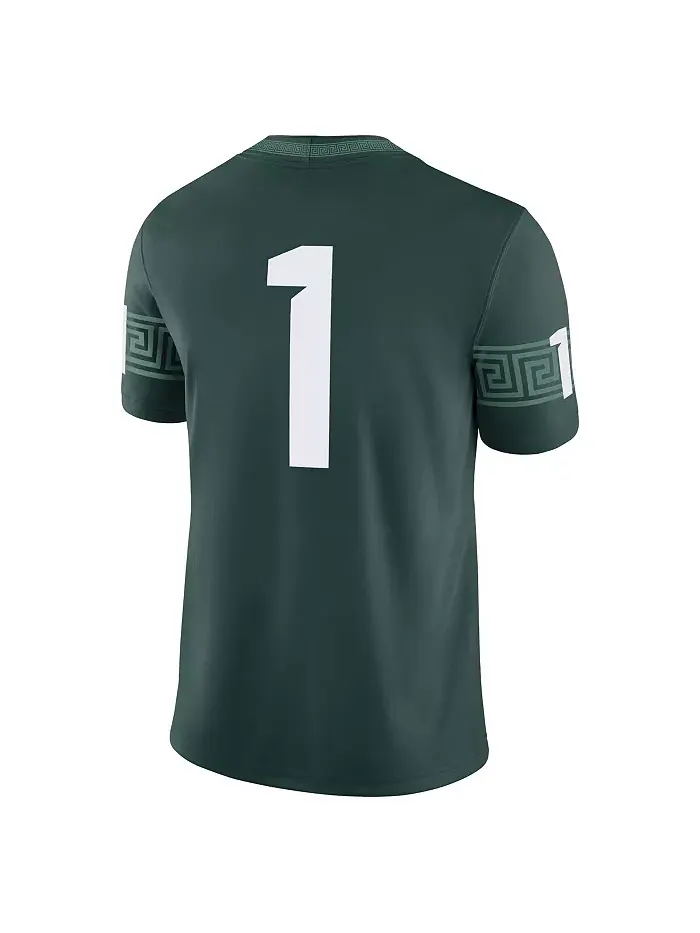 Мужская игровая футболка Michigan State Spartans №1 зеленого цвета Nike — изображение 3 из 3