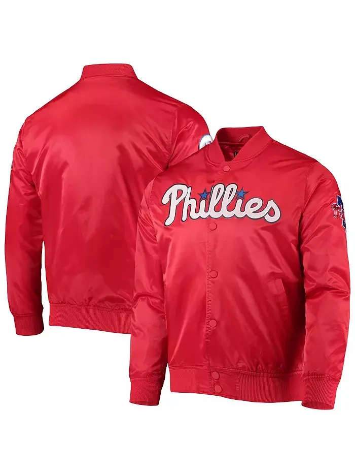 Мужская красная атласная куртка Philadelphia Phillies Wordmark на молнии Pro Standard — изображение 1 из 1