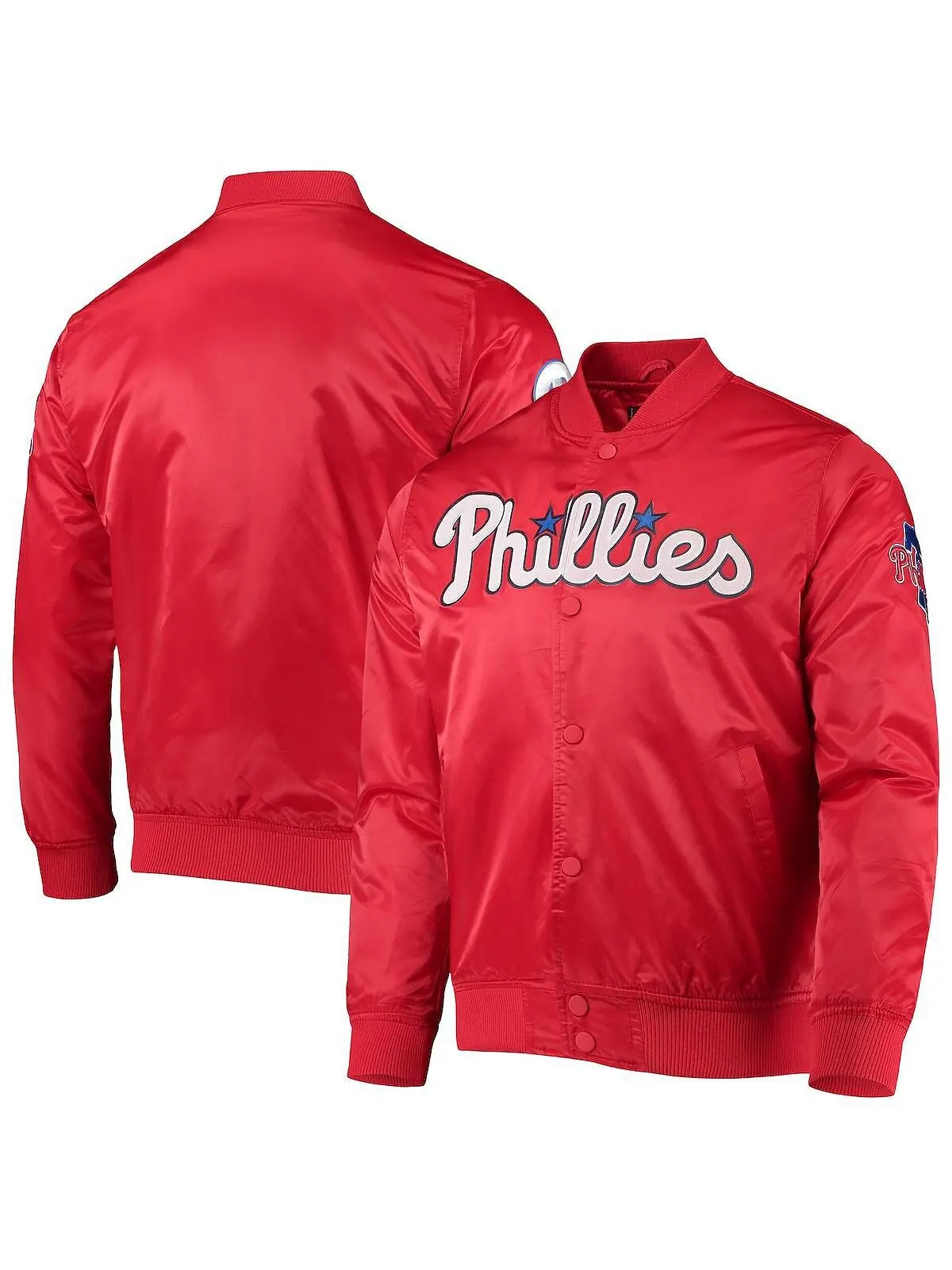 Красная мужская атласная куртка philadelphia phillies wordmark с застежкой-молнией Pro Standard