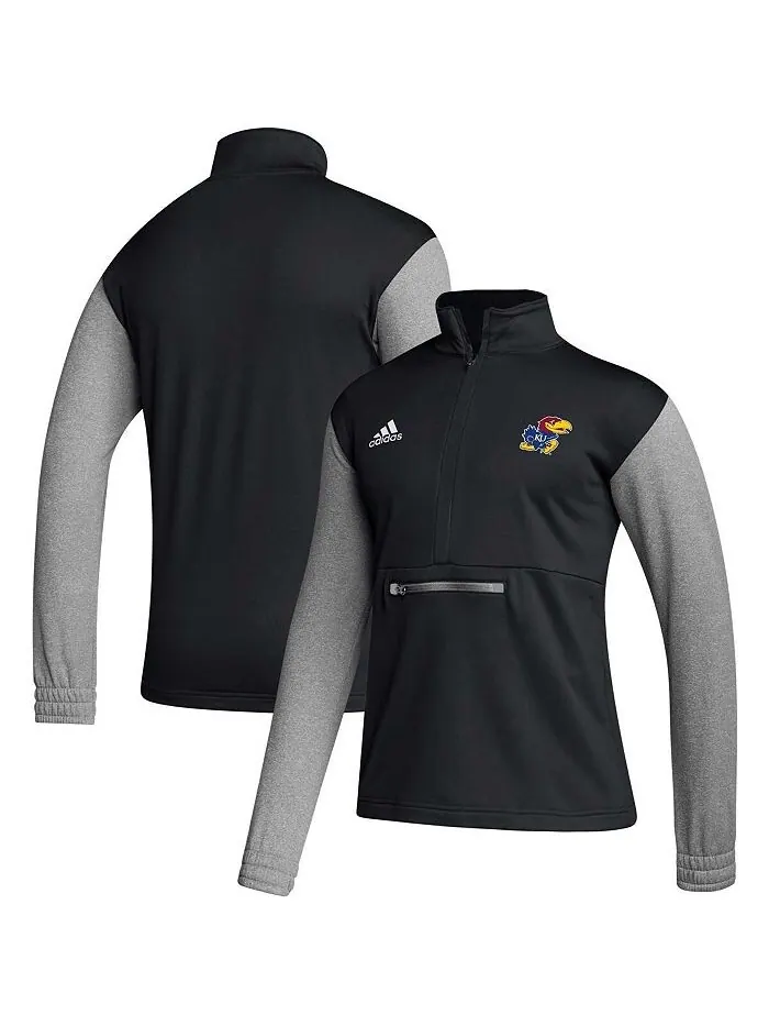 Мужская черная футболка с молнией до половины длины Kansas Jayhawks Sideline AEROREADY adidas