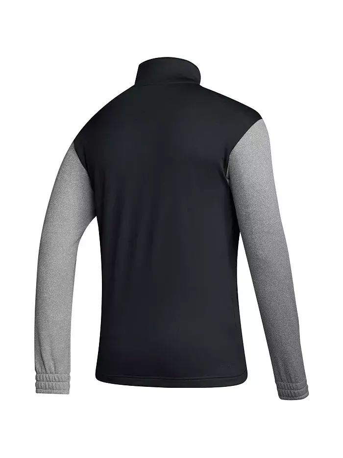 Мужская черная футболка Kansas Jayhawks Sideline AEROREADY с полумолнией adidas — изображение 3 из 3