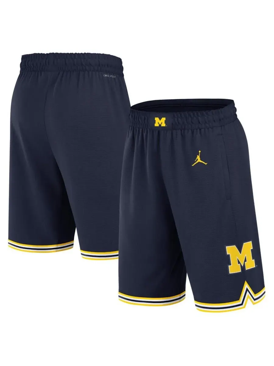 Jordan Мужские темно-синие баскетбольные шорты Michigan Wolverines Road Replica Performance