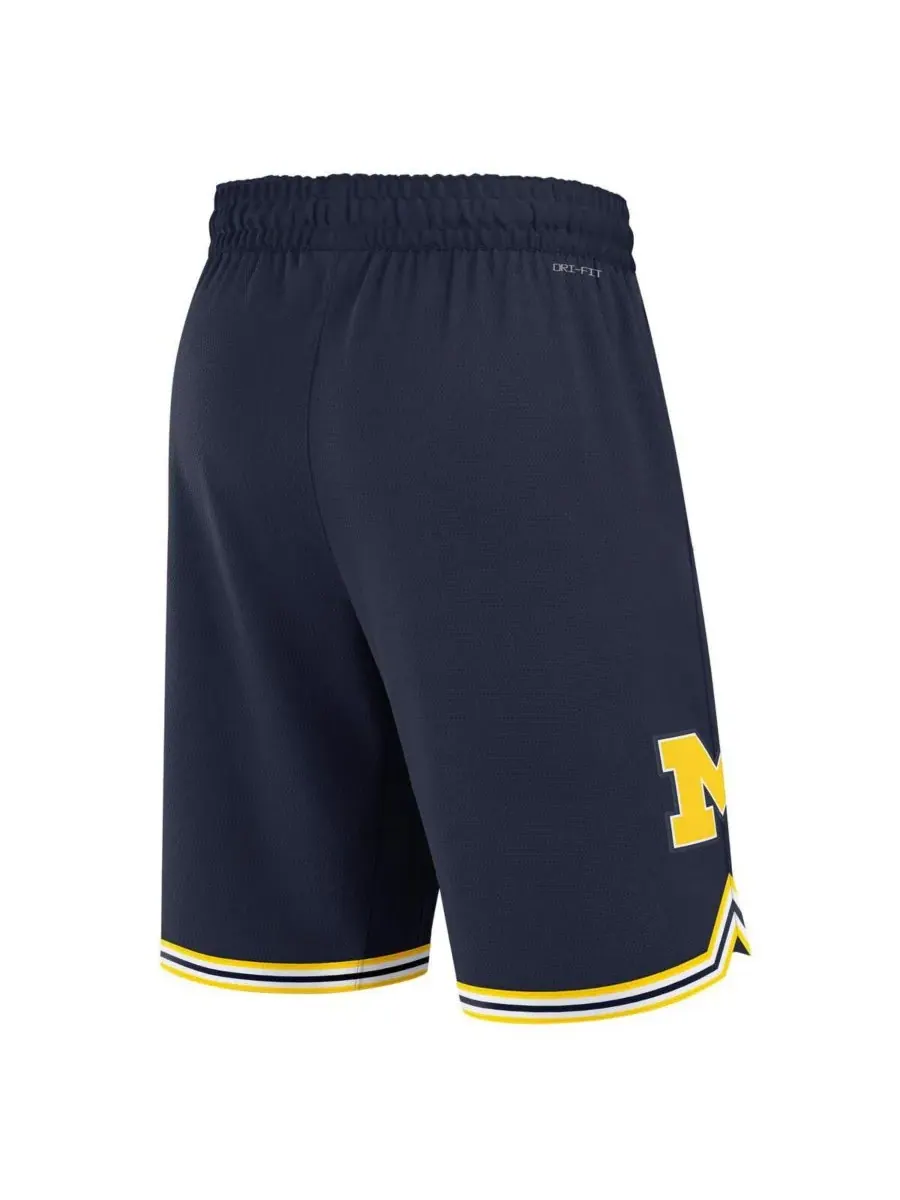 Jordan Мужские темно-синие баскетбольные шорты Michigan Wolverines Road Replica Performance — изображение 2 из 3, темно-синий
