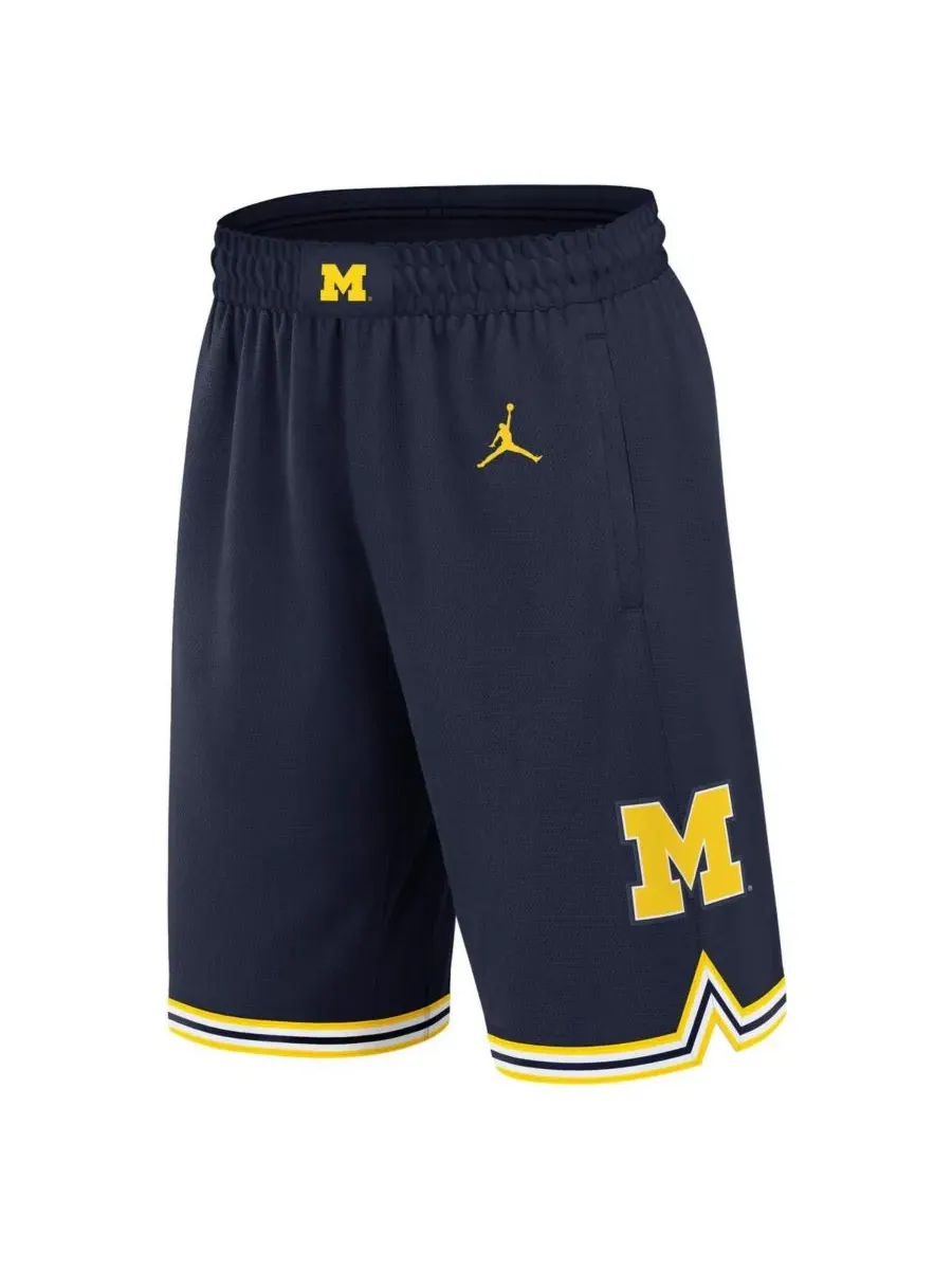 Jordan Мужские темно-синие баскетбольные шорты Michigan Wolverines Road Replica Performance — изображение 3 из 3, темно-синий