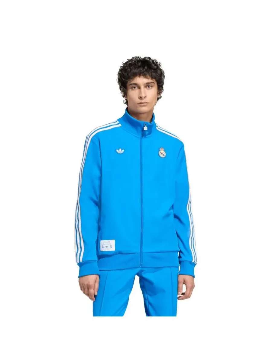 Adidas Мужская синяя спортивная куртка на молнии с символикой мадридского «Реала» и трибунами