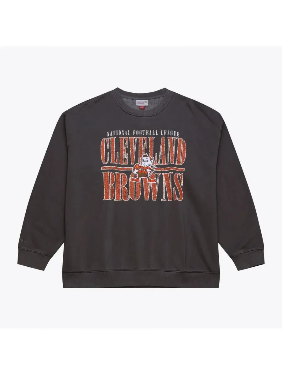 Mitchell & Ness Мужская черная толстовка Cleveland Browns Downtown Crew с винтажным логотипом
