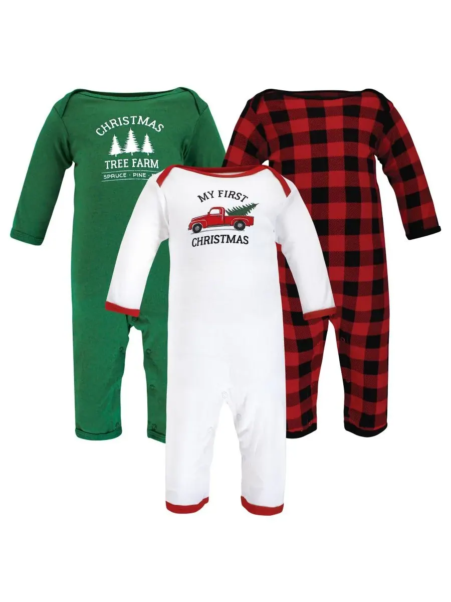 Тройной комплект цельнокроеных костюмов Hudson Baby, Christmas Tree