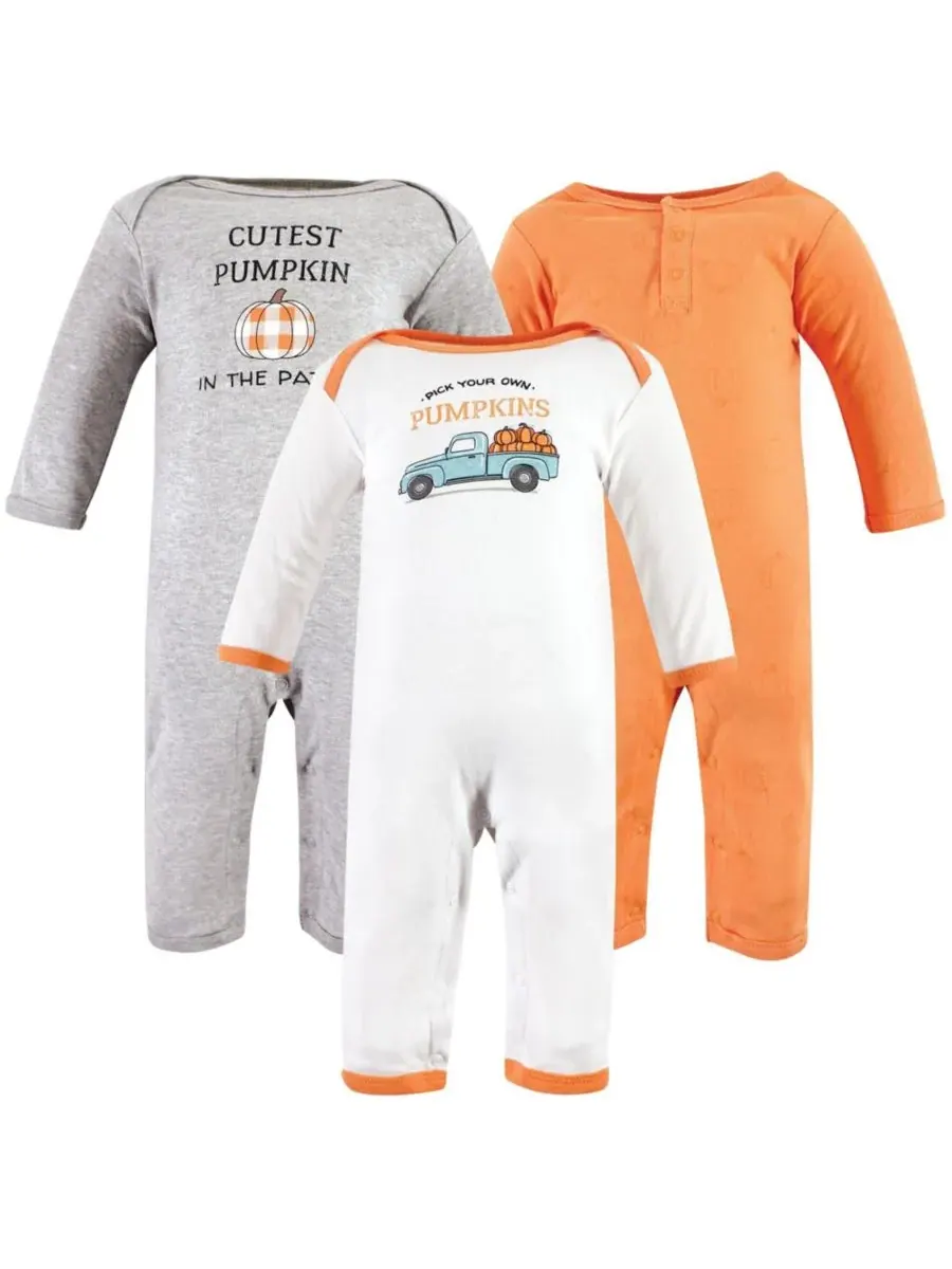 Тройной комплект цельнокроеных костюмов Hudson Baby, Pumpkin Truck
