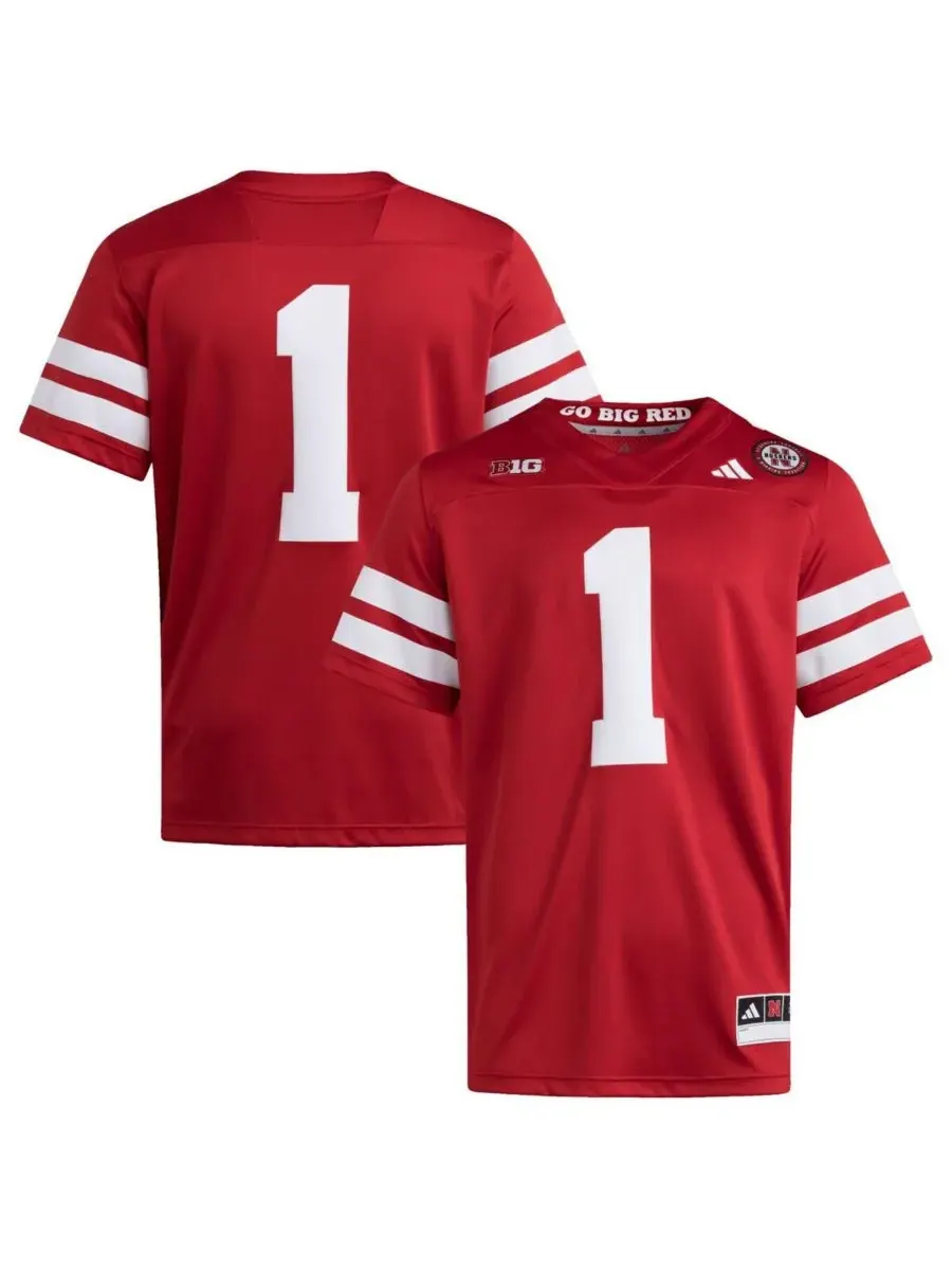 Мужская алая футболка Nebraska Huskers Premier, размер 1 Adidas