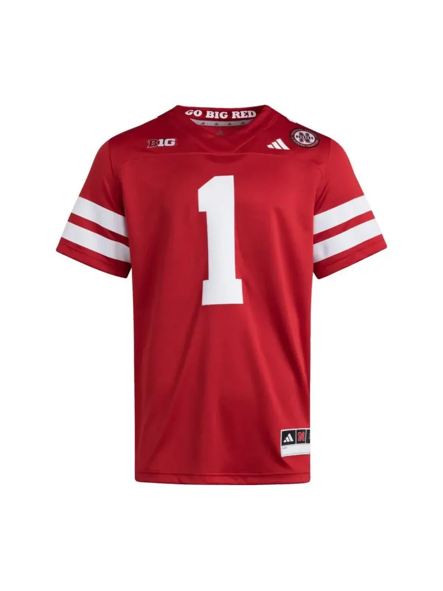 Мужская алая футболка Nebraska Huskers Premier, размер 1 Adidas — изображение 2 из 3, алый