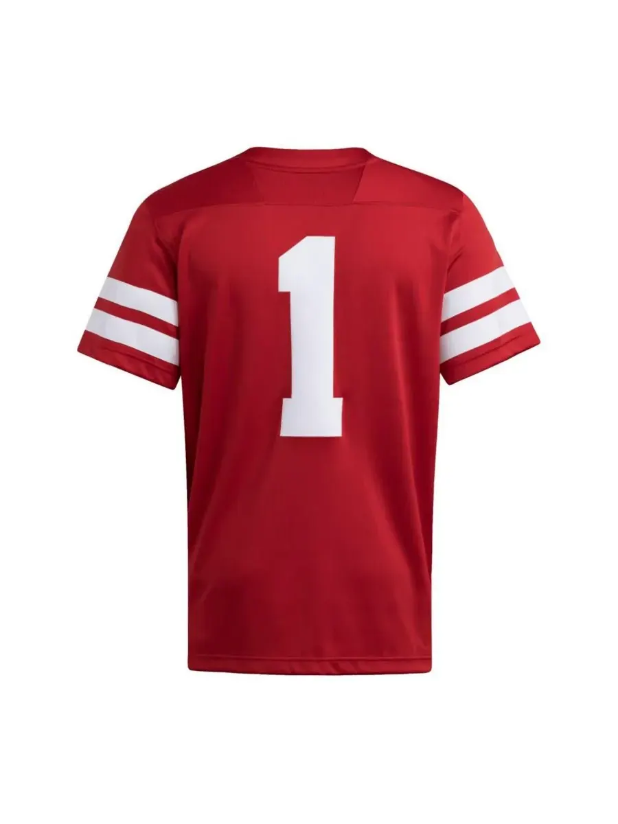 Мужская алая футболка Nebraska Huskers Premier, размер 1 Adidas — изображение 3 из 3, алый