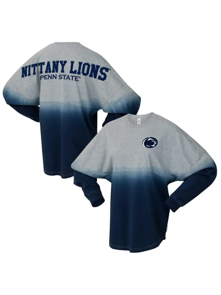 Spirit Jersey Мужская и женская футболка с длинным рукавом в сине-сером цвете с логотипом Penn — серый