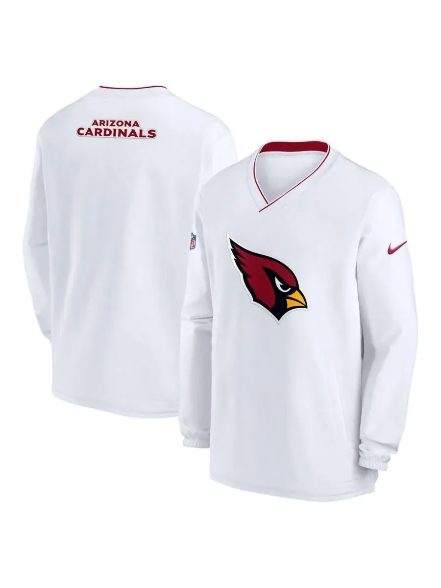 Nike Мужская белая ветровка с V-образным вырезом и длинными рукавами Arizona Cardinals 2023/24