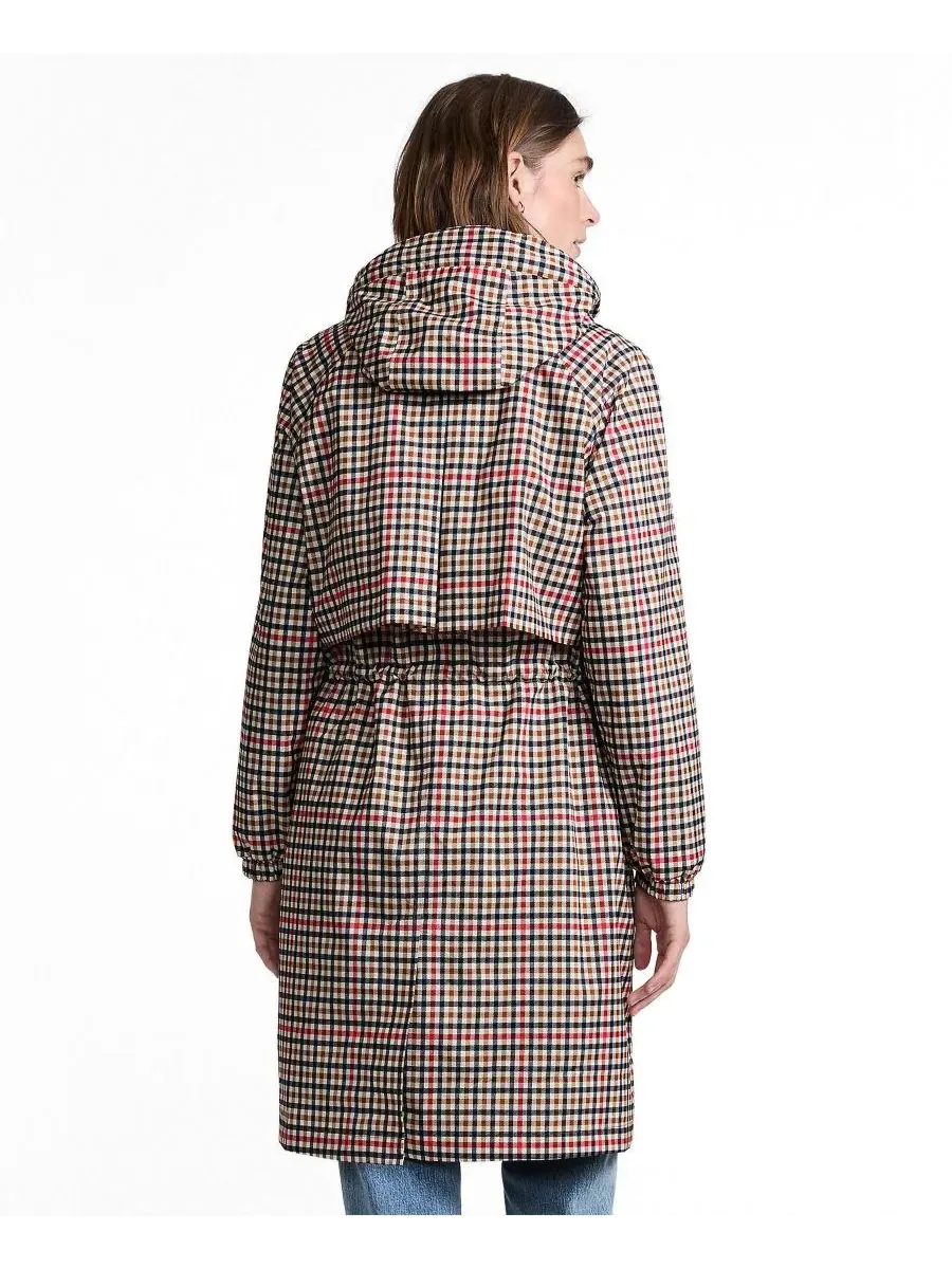 Плащ-дождевик длинный с принтом Squall Packable Lands' End, Rich Ginger Plaid — изображение 2 из 4