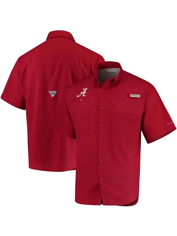 Мужская рубашка Alabama Crimson Tide PFG Tamiami Columbia — изображение 2 из 5, красный