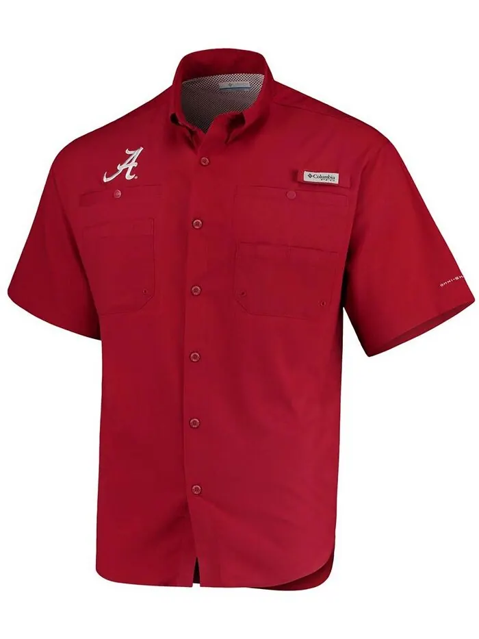 Мужская рубашка Alabama Crimson Tide PFG Tamiami Columbia — изображение 5 из 5, красный