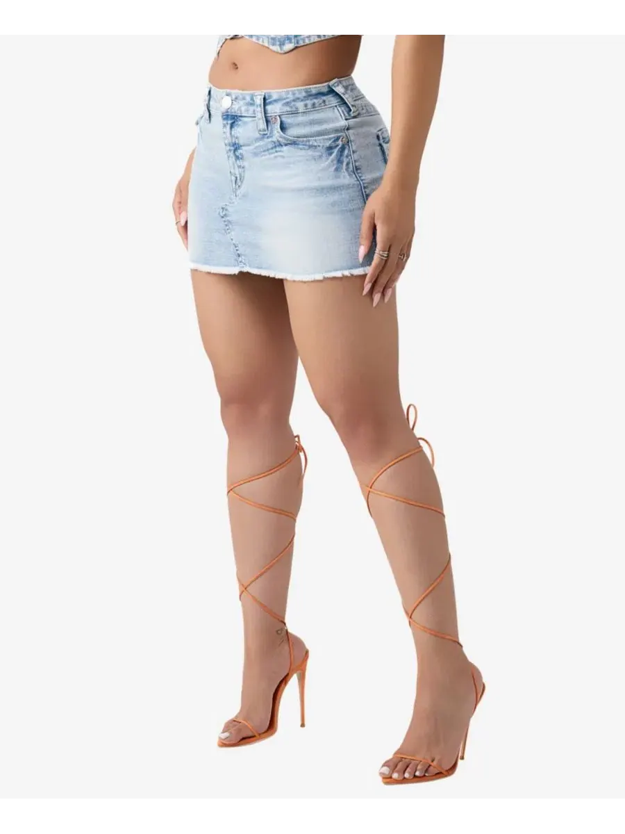 Женская мини-юбка Sadie из джинсовой ткани с отворотом True Religion, Freckle Wave — изображение 2 из 3