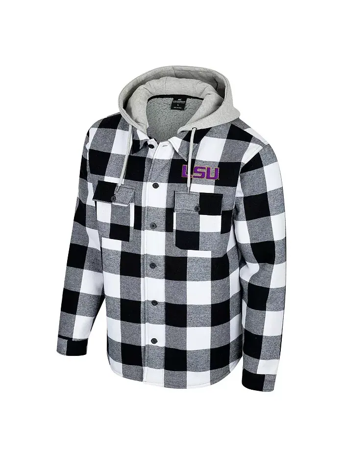 Мужская черно-белая куртка Buffalo Plaid LSU Tigers на молнии Colosseum — изображение 2 из 3