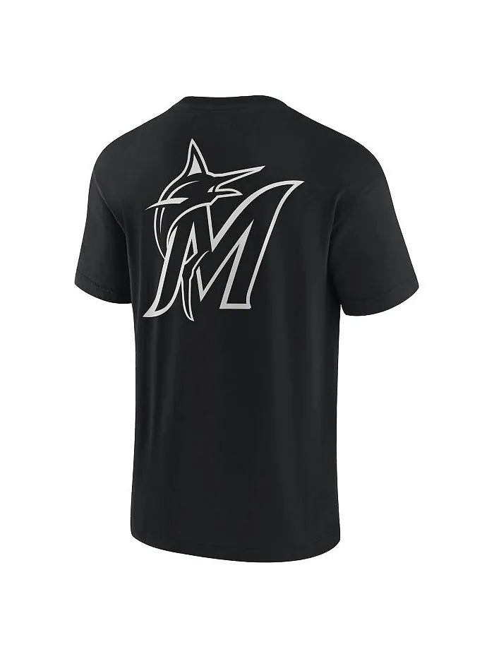 Мужская и женская черная супермягкая футболка Miami Marlins с коротким рукавом Fanatics Signature — изображение 2 из 4