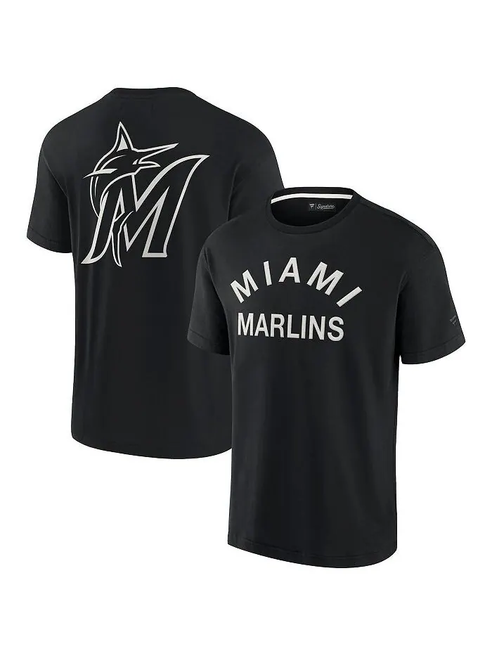 Мужская и женская черная супермягкая футболка Miami Marlins с коротким рукавом Fanatics Signature — изображение 3 из 4
