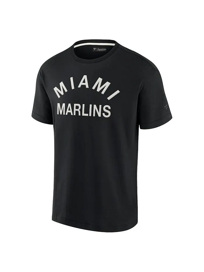 Мужская и женская черная супермягкая футболка Miami Marlins с коротким рукавом Fanatics Signature — изображение 4 из 4