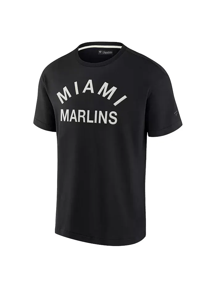 Мужская и женская черная футболка с коротким рукавом Miami Marlins из супермягкой ткани Fanatics — изображение 4 из 4