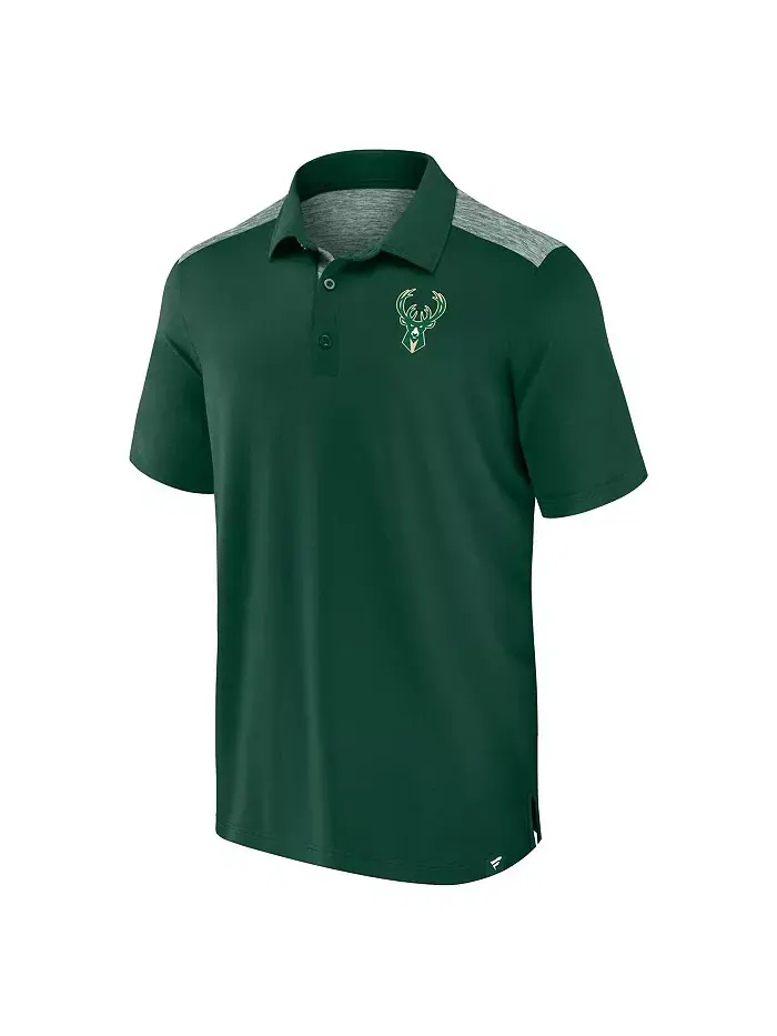 Мужская поло Milwaukee Bucks Iconic Brushed Blocked в цвете Hunter Green Fanatics — изображение 2 из 3