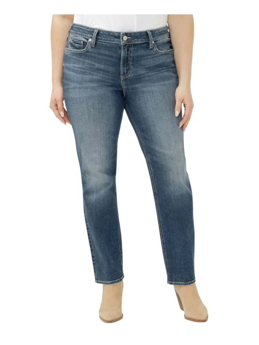 Джинсы Elyse Plus Size со средней посадкой, удобного кроя, прямого кроя Silver Jeans Co, Half Moon