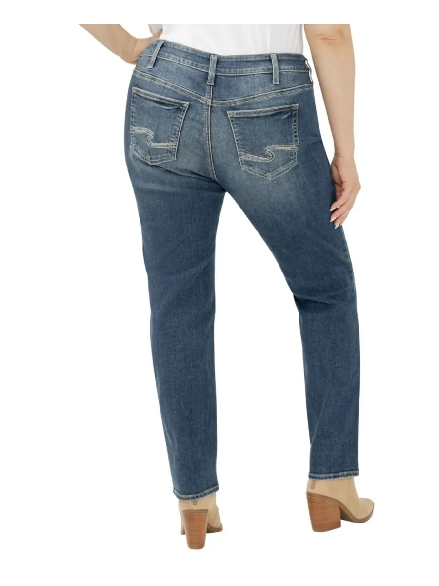 Джинсы Elyse Plus Size со средней посадкой, удобного кроя, прямого кроя Silver Jeans Co, Half Moon — изображение 2 из 3