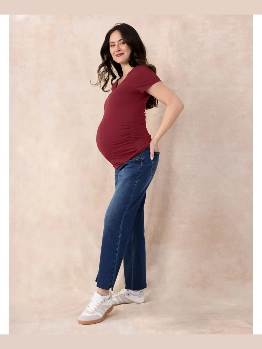 Женские укороченные джинсы Under the Belly с широкими штанинами - для беременных Motherhood — изображение 5 из 5