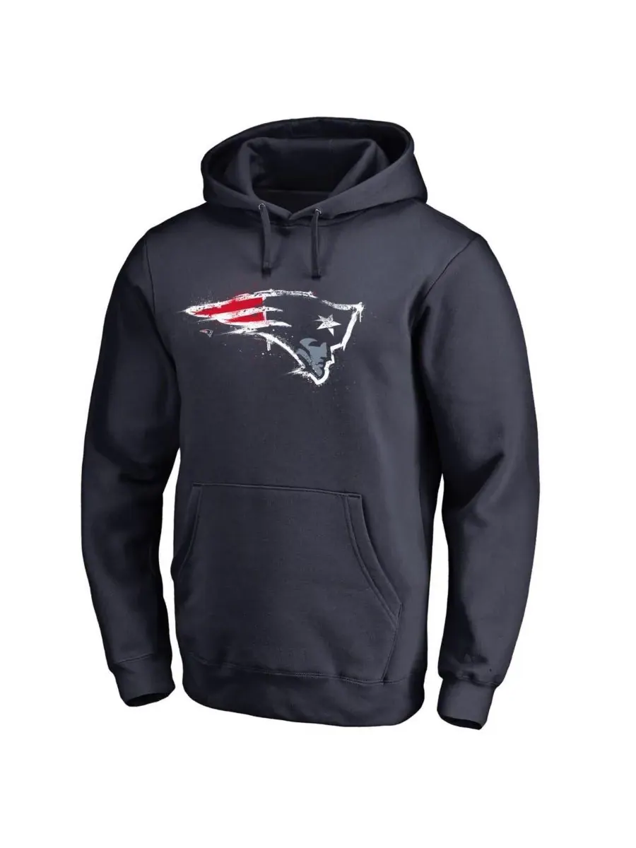Fanatics Mto Label Мужская толстовка с капюшоном темно-синего цвета с логотипом New England — синий