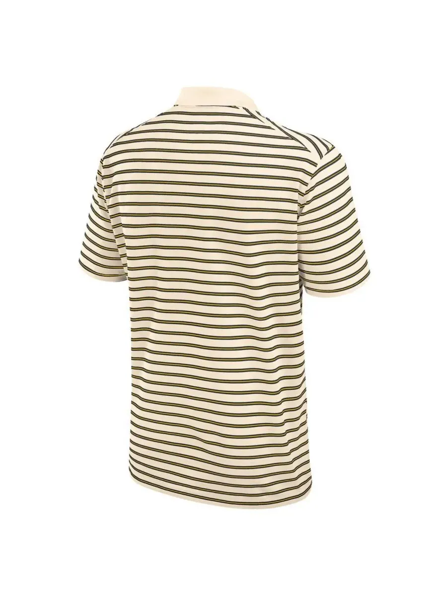 Jordan Мужская поло-рубашка Michigan Wolverines в полоску с основным логотипом — изображение 3 из 3, бежевый темно-синий