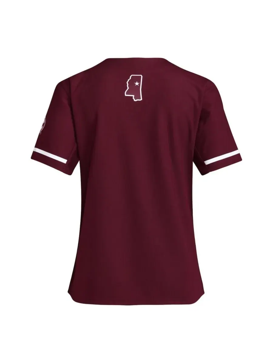 Adidas Женская бордовая реплика софтбольной майки команды Mississippi State Bulldogs — изображение 3 из 3, коричневый