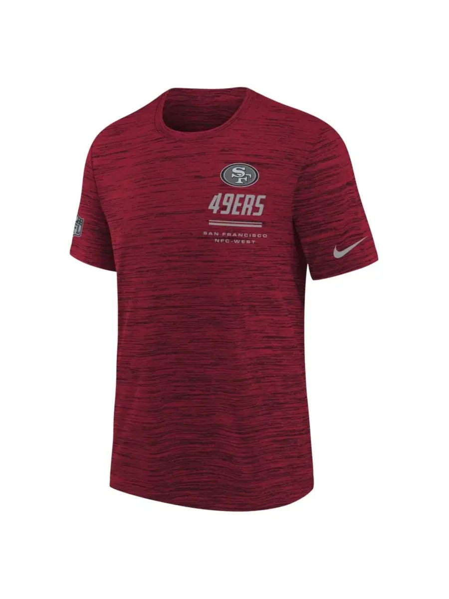 Футболка с технологией Dri-FIT, с принтом, San Francisco 49ers Sideline Velocity Nike — изображение 2 из 3, алый